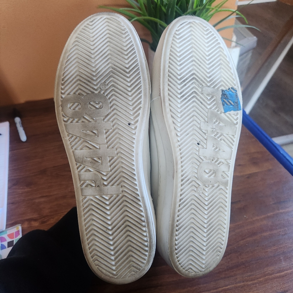 P448 Thea Platform Sneakers  White Suede Silver Size 40 Size 9 - Picture 10 of 10